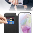 Θήκη με πτερύγιο για Samsung Galaxy A17 5G, πορτοφόλι RFID, για MagSafe, διάφανο/μαύρο