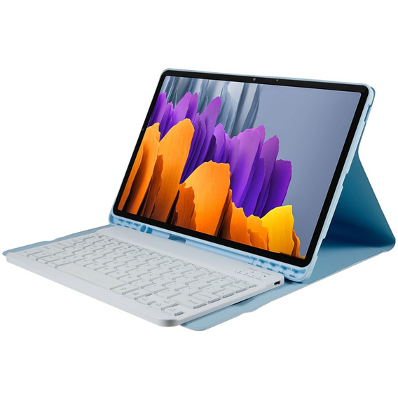 Θήκη + πληκτρολόγιο Galaxy Tab S7+ Plus / S8+ Plus /S7 FE T730 T733, Pen Slot, μπλε