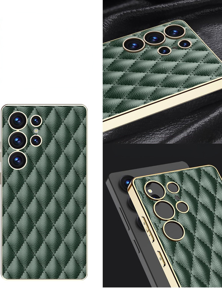 Θήκη για Samsung Galaxy S25 Ultra, Leather Rhombus, πράσινη