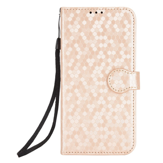θήκη πτερύγιο για Motorola Moto G86 Power 5G, Wallet Rhombus, χρυσή