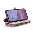 θήκη CASEME για Samsung Galaxy S24 FE, RFID Leather Wallet, με λουράκι ώμου, ροζ