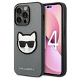 Karl Lagerfeld Θήκη για iPhone 14 Pro, Saffiano Choupette Head Patch, ασημένια