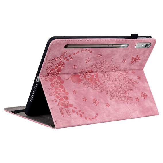 θήκη με πτερύγιο για Lenovo Tab P12, flower, ανοιχτή ροζ