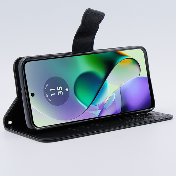 Θήκη με πτερύγιο για Motorola Moto G54 5G, Butterfly, μαύρη