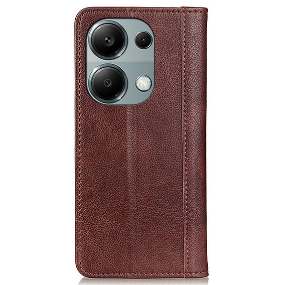 Θήκη για Xiaomi Redmi Note 13 Pro 4G / Xiaomi Redmi Note 14S / Xiaomi Poco M6 Pro 4G, Wallet Litchi Leather, καφέ