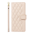θήκη πτερύγιο για iPhone 16E, Rhombus Crossbody Leather, μπεζ