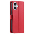θήκη πτερύγιο για iPhone 16 Plus, Rhombus Crossbody Leather, κόκκινη