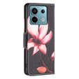 Θήκη με πτερύγιο για Xiaomi Redmi Note 13 Pro 5G, Wallet, Lotus μαύρη