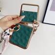 Θήκη για Samsung Galaxy Z Flip4 5G, Grid Leather, πράσινη