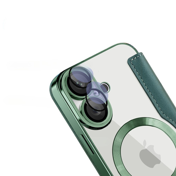 Θήκη με πτερύγιο για iPhone 16, RFID Wallet MagSafe CamShield, πράσινη