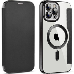Θήκη με πτερύγιο για iPhone 12 Pro, RFID Wallet MagSafe CamShield, μαύρη