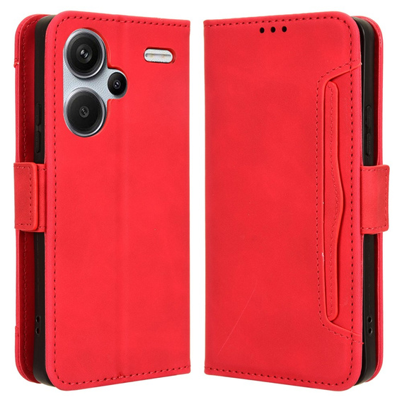 Θήκη με πτερύγιο για Xiaomi Redmi Note 13 Pro+, Card Slot, κόκκινη