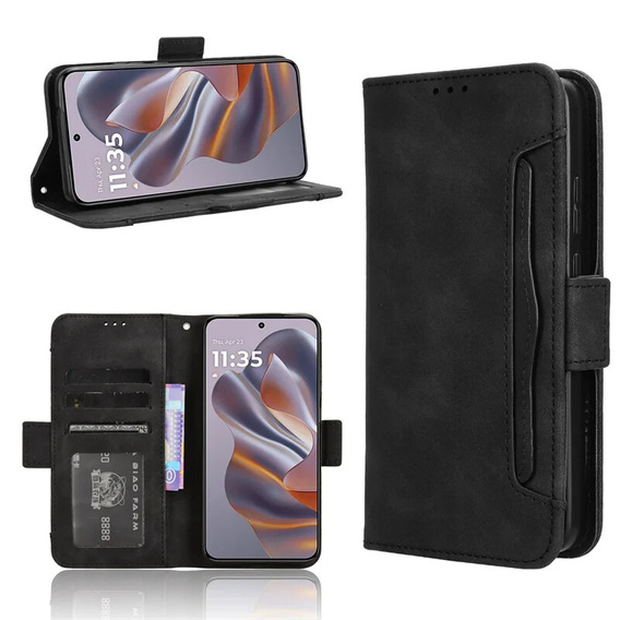 Θήκη με πτερύγιο για Motorola Edge 50 Neo / Motorola ThinkPhone 25, Card Slot, μαύρη
