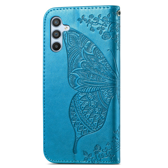 Θήκη με πτερύγιο για Samsung Galaxy A17 5G, πορτοφόλι, πεταλούδα, μπλε