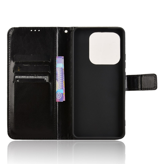Θήκη με πτερύγιο για Xiaomi Redmi Note 14 5G, Crazy Horse Wallet, μαύρη