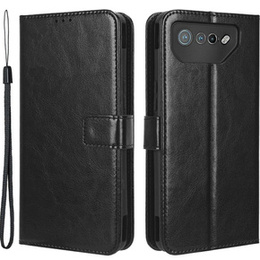 Θήκη με πτερύγιο για Asus ROG Phone 7 5G, Crazy Horse Wallet, μαύρη