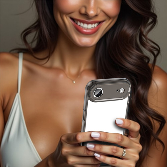 Θήκη σιλικόνης για iPhone Air, με σκληρή πλάτη, μαύρο καπνιστό χρώμα