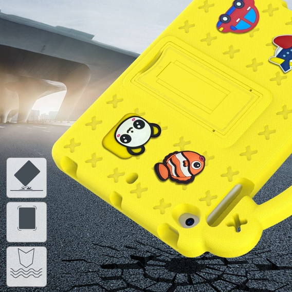Παιδική θήκη για iPad mini 7.9" 2019/2015/2014/2013/2012 (5/4/3/2/1 gen.), Cute Patterns, με βάση, κίτρινη