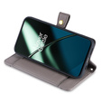Θήκη με πτερύγιο για OnePlus 12 5G, Wallet Zipper Pocket, γκρι