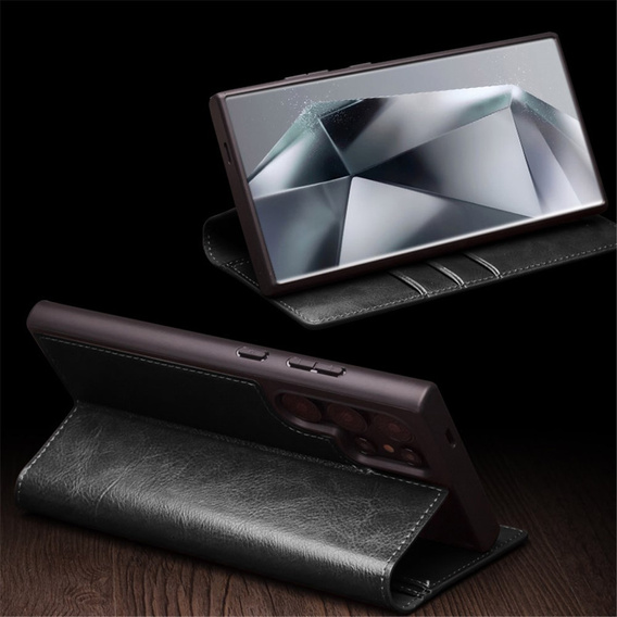 QIALINO Δερμάτινη θήκη πορτοφολιού με πτερύγιο για Samsung Galaxy S24 Ultra