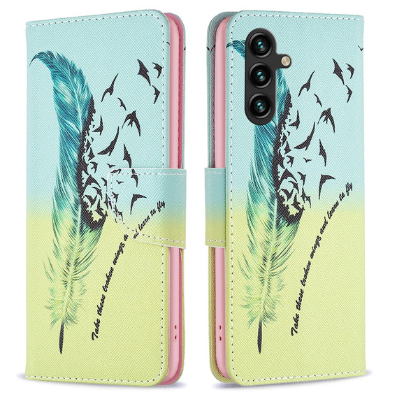 Θήκη με πτερύγιο για Samsung Galaxy A55 5G, Wallet, Feather, μπλε