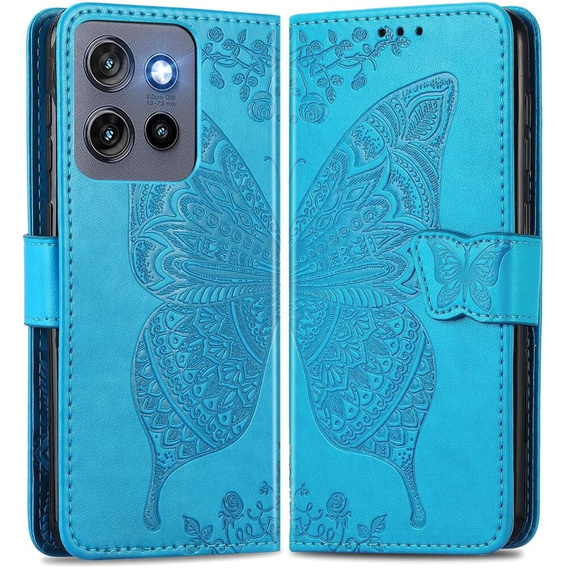 Θήκη με πτερύγιο για Motorola Edge 50 Neo / Motorola ThinkPhone 25, Butterfly, μπλε