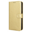 Θήκη με πτερύγιο για Samsung Galaxy M15 5G, Crazy Horse Wallet, χρυσή