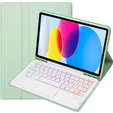 Θήκη με φωτιζόμενο πληκτρολόγιο bluetooth touchpad για iPad 10.9" 2022 (10 gen.), ανοιχτή πράσινη
