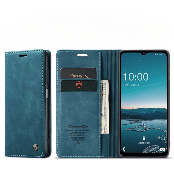 θήκη CASEME για Samsung Galaxy M33 5G, Leather Wallet Case, μπλε