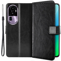 Θήκη με πτερύγιο για Oppo Reno 10 / 10 Pro, Crazy Horse Wallet, μαύρη