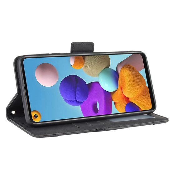 Θήκη με πτερύγιο για Samsung Galaxy A21S, Card Slot, μαύρη
