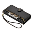 Θήκη με πτερύγιο για iPhone 16 Plus, Wallet Zipper Pocket, μαύρη