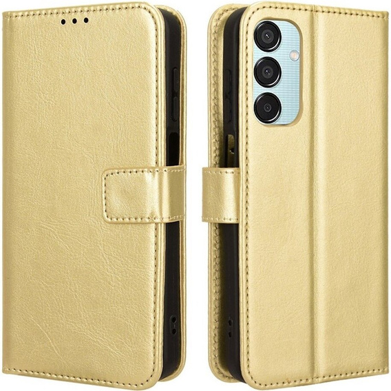 Θήκη με πτερύγιο για Samsung Galaxy M15 5G, Crazy Horse Wallet, χρυσή