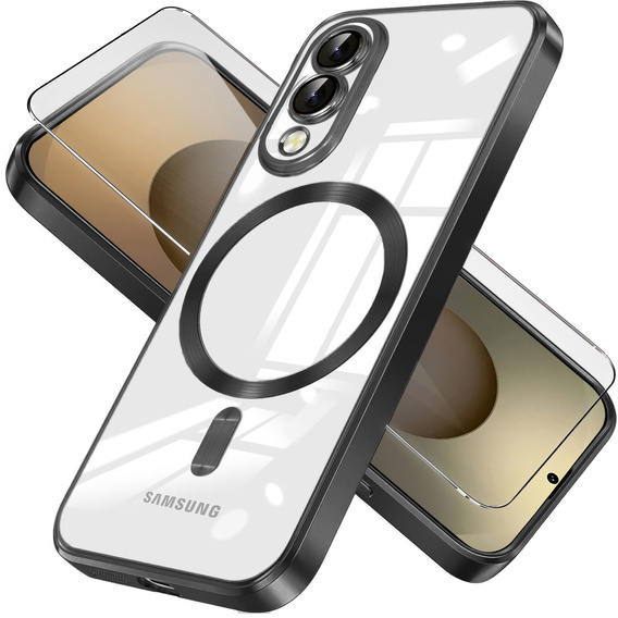 Θήκη για Samsung Galaxy S25 Edge, Electro MagSafe, μαύρη + Γυαλί για την οθόνη