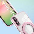 Μαγνητική θήκη για Samsung Galaxy A56, για MagSafe, ροζ + γυαλί 9H