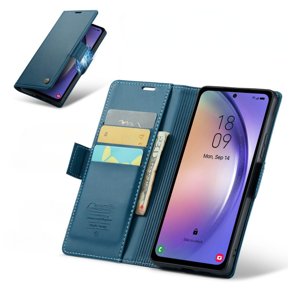 CASEME flip case για Samsung Galaxy A54 5G, Litchi Wallet, μπλε