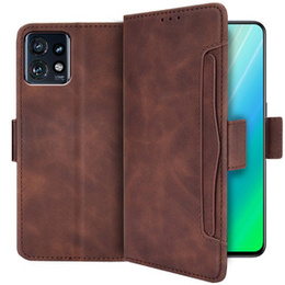 Θήκη με πτερύγιο για Motorola Edge 40 Pro, Card Slot, καφέ