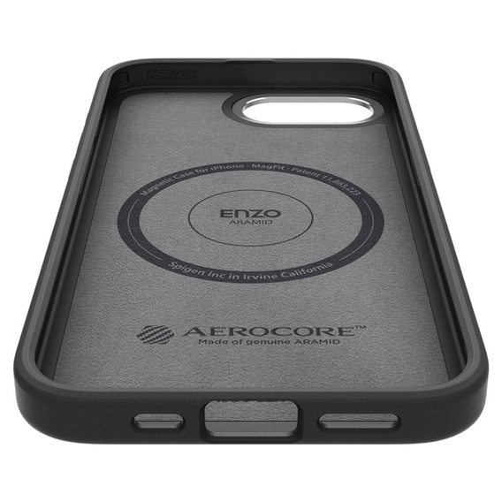  θήκη Spigen για iPhone 16E, Enzo Aramid MagSafe, carbon black + γυαλί 9H tempered glass