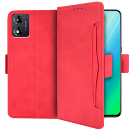 Θήκη με πτερύγιο για Motorola Moto E13, Card Slot, κόκκινη