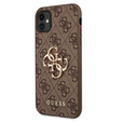 GUESS Θήκη για iPhone 11, 4G Big Metal Logo, καφέ