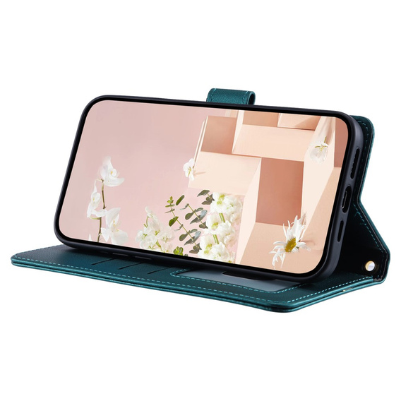 θήκη πτερύγιο για Xiaomi Redmi Note 13 Pro 4G / Xiaomi Redmi Note 14S / Xiaomi Poco M6 Pro 4G, Rhombus Crossbody Leather, σκούρα πράσινη