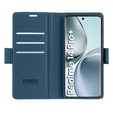 Θήκη για Realme 14 Pro+ 5G, ERBORD Glossy Litchi, πορτοφόλι με πτερύγιο, μπλε