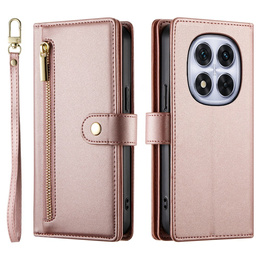 Θήκη με πτερύγιο για Xiaomi Redmi Note 14 Pro 5G / Poco X7 5G, Wallet Zipper Pocket, ροζ