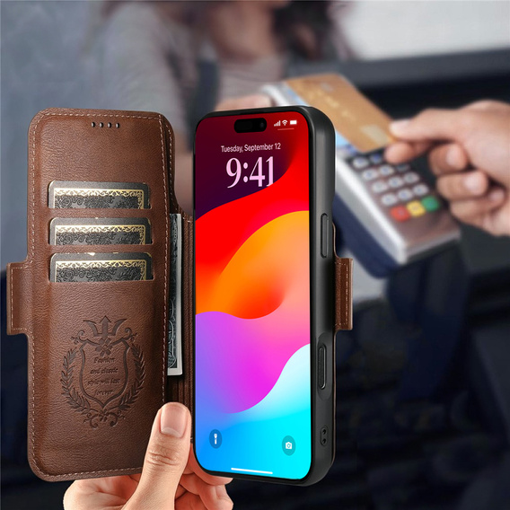 Αναδιπλούμενη θήκη 2 σε 1 για iPhone 17 Pro Max, SUTENI, για MagSafe, καφέ