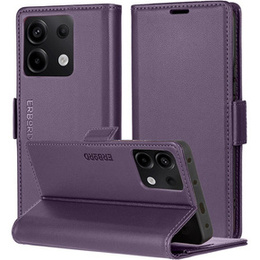 Θήκη για Xiaomi Redmi Note 13 5G, ERBORD Glossy Litchi, πορτοφόλι με πτερύγιο, μωβ