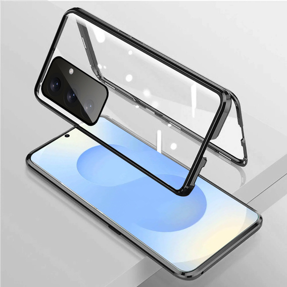 θήκη για το Samsung Galaxy S25, Magnetic Dual Glass, μαύρη