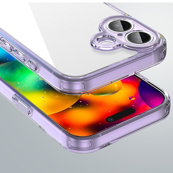 Θήκη για iPhone 17, με κάλυμμα κάμερας, διάφανη με μοβ πλευρές