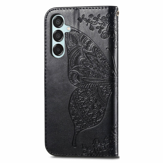 Θήκη με πτερύγιο για Samsung Galaxy M15 5G, Butterfly, μαύρη
