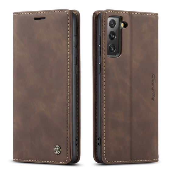 θήκη CASEME για Samsung Galaxy S21 FE, Leather Wallet Case, καφές