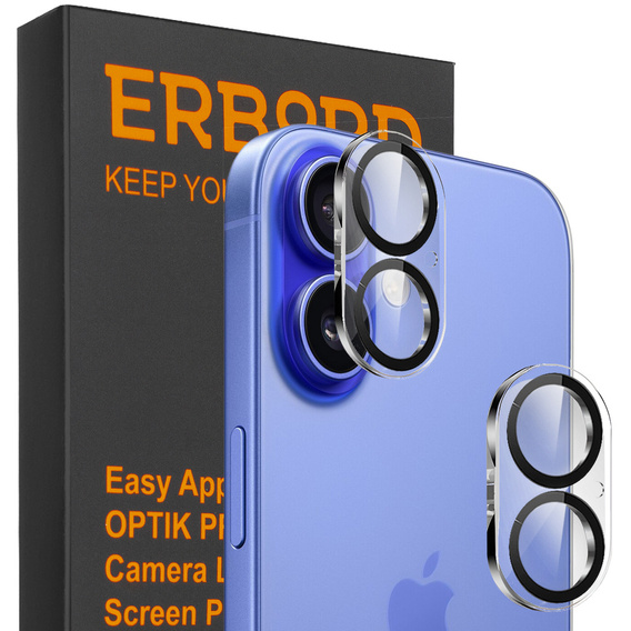 Μετριασμένο γυαλί για κάμερα για το iPhone 16 / 16 Plus, μαύρη